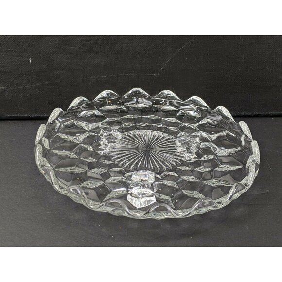 Fostoria Cubist Crystal Tri-Footed Serving Plate 7 Inches 18e - Picture 5 of 6
